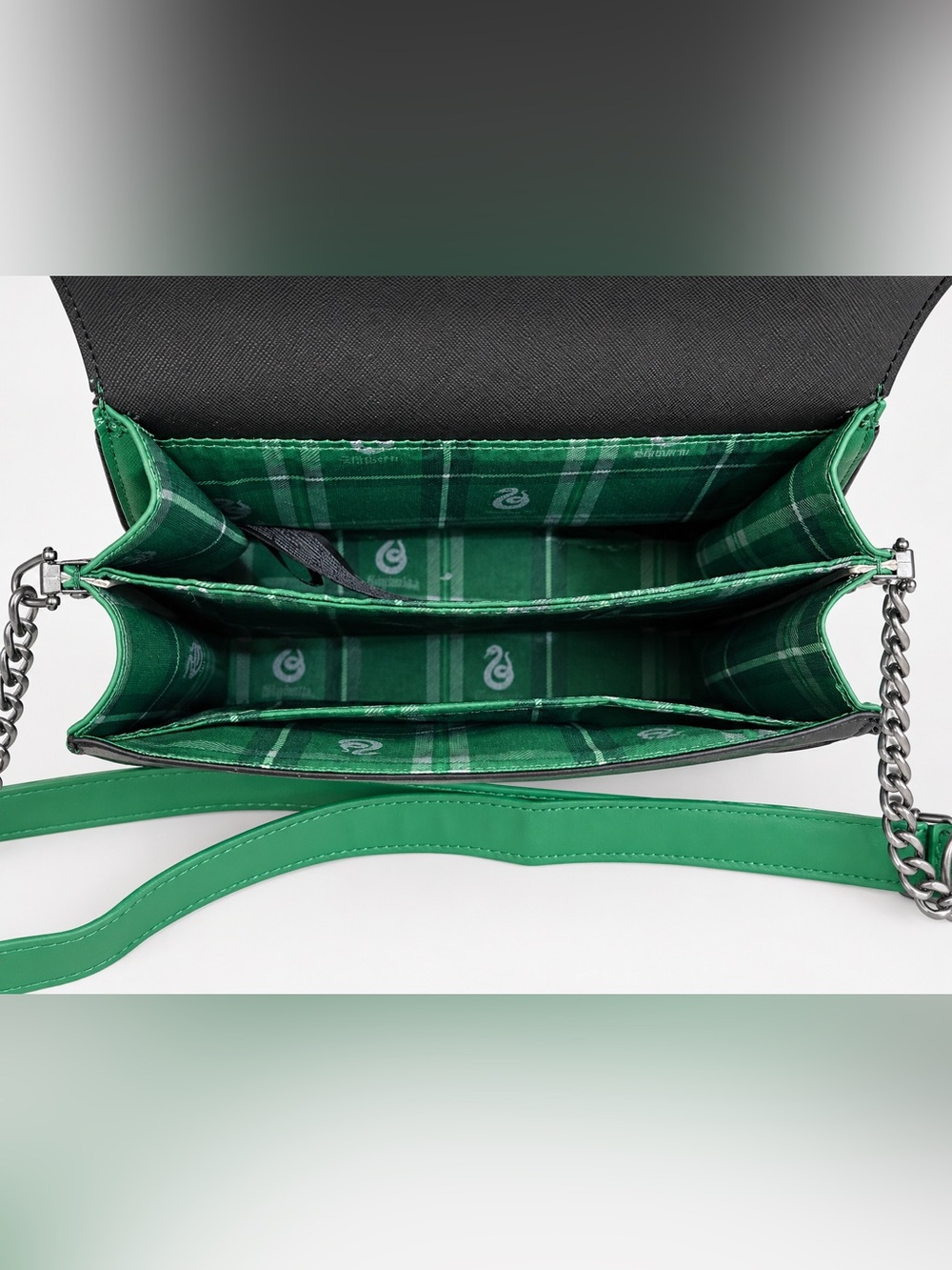 Loungefly Harry Potter Slytherin Crossbody Bag NWOT Green Black + Ravenclaw Pin - Picture 3 of 10